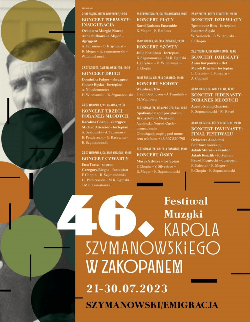 46. Festiwal Muzyki Karola Szymanowskiego
Zakopane, 21.07.2023 - 30.07.2023