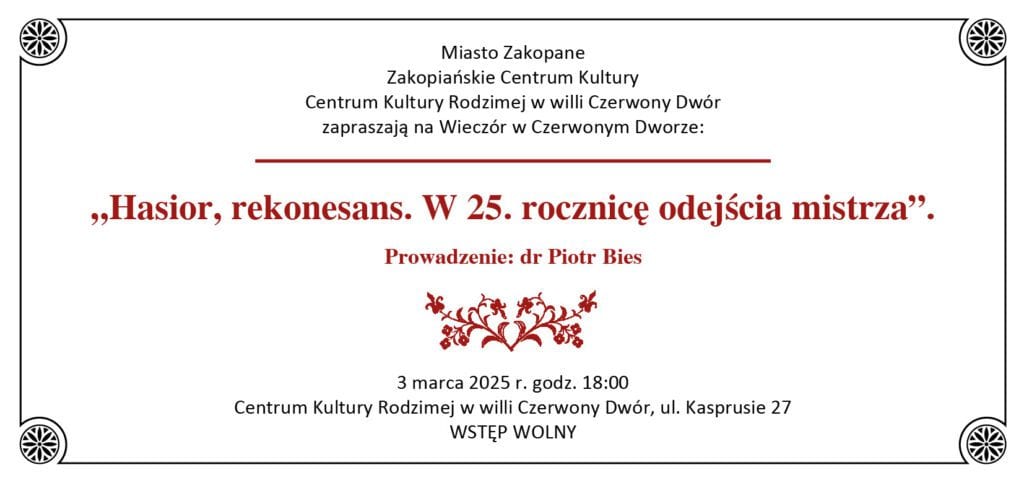 Wieczór w Czerwonym Dworze: „Hasior, rekonesans. W 25 rocznicę odejścia mistrza”